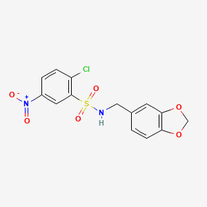 molecular formula C14H11ClN2O6S B2912805 N-(1,3-benzodioxol-5-ylmethyl)-2-chloro-5-nitrobenzenesulfonamide CAS No. 313395-41-4