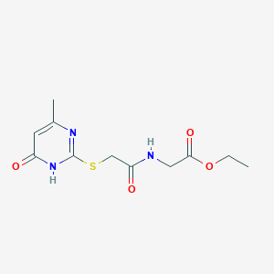 molecular formula C11H15N3O4S B2912820 Ethyl 2-[2-(4-hydroxy-6-methylpyrimidin-2-ylthio)acetylamino]acetate CAS No. 476298-78-9