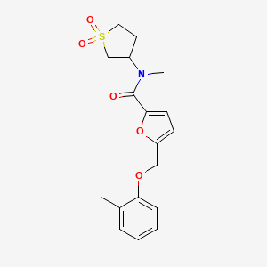 molecular formula C18H21NO5S B2912826 N-(1,1-dioxidotetrahydrothiophen-3-yl)-N-methyl-5-[(2-methylphenoxy)methyl]furan-2-carboxamide CAS No. 951900-93-9