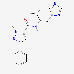 molecular formula C18H22N6O B2912827 1-methyl-N-(3-methyl-1-(1H-1,2,4-triazol-1-yl)butan-2-yl)-3-phenyl-1H-pyrazole-5-carboxamide CAS No. 2034306-05-1