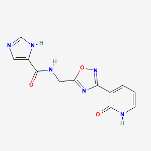 molecular formula C12H10N6O3 B2912835 N-((3-(2-oxo-1,2-dihydropyridin-3-yl)-1,2,4-oxadiazol-5-yl)methyl)-1H-imidazole-5-carboxamide CAS No. 2034319-58-7