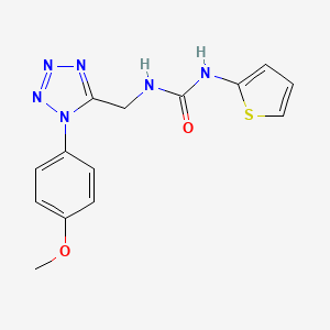 molecular formula C14H14N6O2S B2912840 1-((1-(4-甲氧基苯基)-1H-四唑-5-基)甲基)-3-(噻吩-2-基)脲 CAS No. 941964-72-3