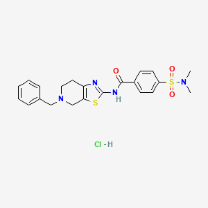 molecular formula C22H25ClN4O3S2 B2912844 N-(5-benzyl-4,5,6,7-tetrahydrothiazolo[5,4-c]pyridin-2-yl)-4-(N,N-dimethylsulfamoyl)benzamide hydrochloride CAS No. 1189974-55-7