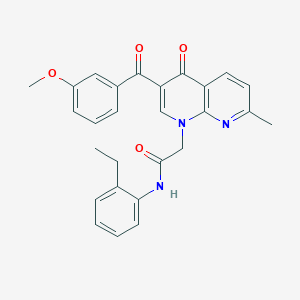 molecular formula C27H25N3O4 B2912851 N-(2-乙基苯基)-2-(3-(3-甲氧基苯甲酰)-7-甲基-4-氧代-1,8-萘啶-1(4H)-基)乙酰胺 CAS No. 894889-77-1