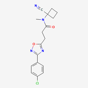 molecular formula C17H17ClN4O2 B2912869 3-[3-(4-chlorophenyl)-1,2,4-oxadiazol-5-yl]-N-(1-cyanocyclobutyl)-N-methylpropanamide CAS No. 1258708-82-5