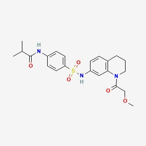 molecular formula C22H27N3O5S B2912872 N-(4-(N-(1-(2-methoxyacetyl)-1,2,3,4-tetrahydroquinolin-7-yl)sulfamoyl)phenyl)isobutyramide CAS No. 1172004-63-5