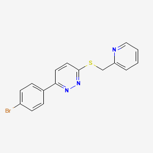 molecular formula C16H12BrN3S B2912873 3-(4-Bromophenyl)-6-(pyridin-2-ylmethylsulfanyl)pyridazine CAS No. 872694-92-3