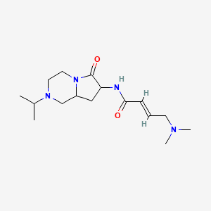 molecular formula C16H28N4O2 B2912878 (E)-4-(Dimethylamino)-N-(6-oxo-2-propan-2-yl-1,3,4,7,8,8a-hexahydropyrrolo[1,2-a]pyrazin-7-yl)but-2-enamide CAS No. 2411323-38-9