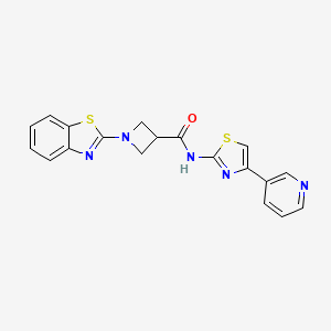 molecular formula C19H15N5OS2 B2912885 1-(benzo[d]thiazol-2-yl)-N-(4-(pyridin-3-yl)thiazol-2-yl)azetidine-3-carboxamide CAS No. 1286732-42-0