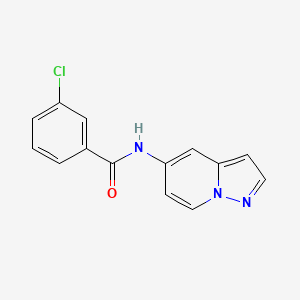 molecular formula C14H10ClN3O B2912893 3-chloro-N-(pyrazolo[1,5-a]pyridin-5-yl)benzamide CAS No. 2034547-01-6