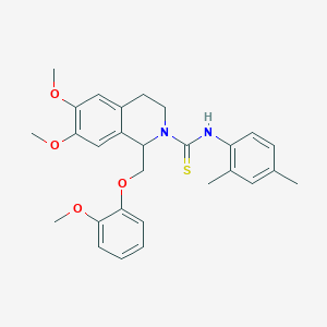 molecular formula C28H32N2O4S B2912894 N-(2,4-dimethylphenyl)-6,7-dimethoxy-1-((2-methoxyphenoxy)methyl)-3,4-dihydroisoquinoline-2(1H)-carbothioamide CAS No. 501352-78-9