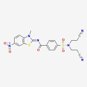 (E)-4-(N,N-bis(2-cyanoethyl)sulfamoyl)-N-(3-methyl-6-nitrobenzo[d]thiazol-2(3H)-ylidene)benzamide