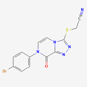 molecular formula C13H8BrN5OS B2912898 {[7-(4-Bromophenyl)-8-oxo-7,8-dihydro[1,2,4]triazolo[4,3-a]pyrazin-3-yl]thio}acetonitrile CAS No. 1223857-11-1