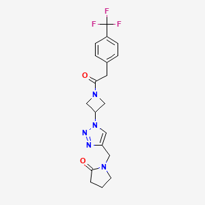 molecular formula C19H20F3N5O2 B2912902 1-((1-(1-(2-(4-(trifluoromethyl)phenyl)acetyl)azetidin-3-yl)-1H-1,2,3-triazol-4-yl)methyl)pyrrolidin-2-one CAS No. 2034269-57-1