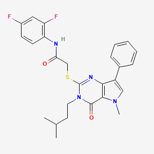 molecular formula C26H26F2N4O2S B2912903 N-(2,4-二氟苯基)-2-((3-异戊基-5-甲基-4-氧代-7-苯基-4,5-二氢-3H-吡咯并[3,2-d]嘧啶-2-基)硫代)乙酰胺 CAS No. 1115371-19-1