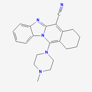 molecular formula C21H23N5 B2912906 11-(4-Methylpiperazin-1-yl)-7,8,9,10-tetrahydrobenzimidazo[1,2-b]isoquinoline-6-carbonitrile CAS No. 612523-18-9