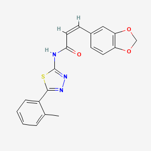(Z)-3-(benzo[d][1,3]dioxol-5-yl)-N-(5-(o-tolyl)-1,3,4-thiadiazol-2-yl)acrylamide