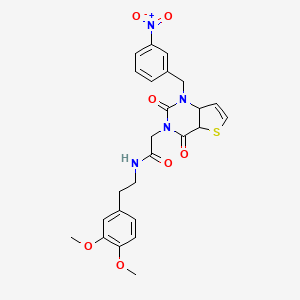 molecular formula C25H24N4O7S B2912916 N-[2-(3,4-dimethoxyphenyl)ethyl]-2-{1-[(3-nitrophenyl)methyl]-2,4-dioxo-1H,2H,3H,4H-thieno[3,2-d]pyrimidin-3-yl}acetamide CAS No. 912801-10-6