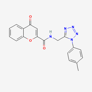 molecular formula C19H15N5O3 B2912926 4-oxo-N-((1-(p-tolyl)-1H-tetrazol-5-yl)methyl)-4H-chromene-2-carboxamide CAS No. 921166-31-6
