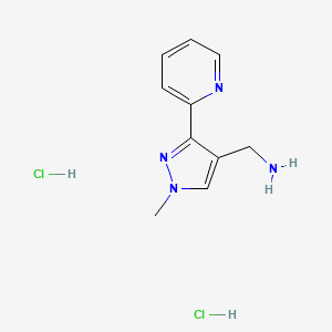 [1-methyl-3-(pyridin-2-yl)-1H-pyrazol-4-yl]methanamine dihydrochloride