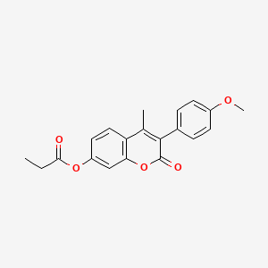 molecular formula C20H18O5 B2912940 3-(4-甲氧基苯基)-4-甲基-2-氧代-2H-色满-7-基丙酸酯 CAS No. 869080-14-8
