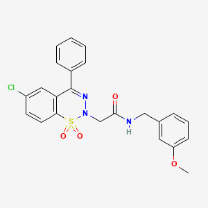 molecular formula C23H20ClN3O4S B2912941 2-(6-chloro-1,1-dioxido-4-phenyl-2H-1,2,3-benzothiadiazin-2-yl)-N-(3-methoxybenzyl)acetamide CAS No. 1031619-22-3