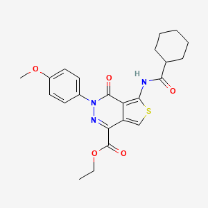 molecular formula C23H25N3O5S B2912950 Ethyl 5-(cyclohexanecarbonylamino)-3-(4-methoxyphenyl)-4-oxothieno[3,4-d]pyridazine-1-carboxylate CAS No. 851951-61-6