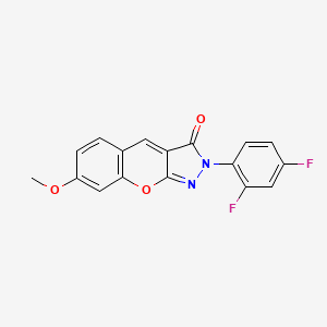 molecular formula C17H10F2N2O3 B2912955 2-(2,4-二氟苯基)-7-甲氧基色烯并[2,3-c]吡唑-3(2H)-酮 CAS No. 1115279-90-7