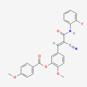molecular formula C25H19FN2O5 B2912960 [5-[(E)-2-cyano-3-(2-fluoroanilino)-3-oxoprop-1-enyl]-2-methoxyphenyl] 4-methoxybenzoate CAS No. 380566-67-6