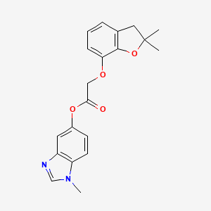 molecular formula C20H20N2O4 B2912962 1-methyl-1H-benzo[d]imidazol-5-yl 2-((2,2-dimethyl-2,3-dihydrobenzofuran-7-yl)oxy)acetate CAS No. 1351622-74-6