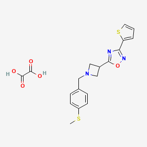 molecular formula C19H19N3O5S2 B2912964 5-(1-(4-(Methylthio)benzyl)azetidin-3-yl)-3-(thiophen-2-yl)-1,2,4-oxadiazole oxalate CAS No. 1428347-51-6