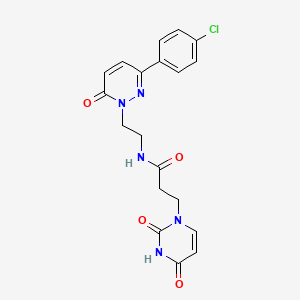 molecular formula C19H18ClN5O4 B2912986 N-(2-(3-(4-chlorophenyl)-6-oxopyridazin-1(6H)-yl)ethyl)-3-(2,4-dioxo-3,4-dihydropyrimidin-1(2H)-yl)propanamide CAS No. 1219902-27-8
