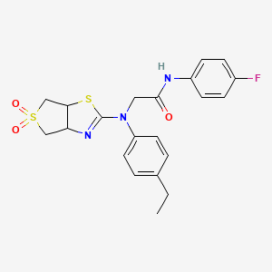 2-((5,5-dioxido-3a,4,6,6a-tetrahydrothieno[3,4-d]thiazol-2-yl)(4-ethylphenyl)amino)-N-(4-fluorophenyl)acetamide