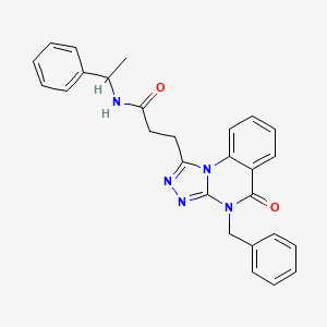 molecular formula C27H25N5O2 B2913015 3-(4-benzyl-5-oxo-4,5-dihydro-[1,2,4]triazolo[4,3-a]quinazolin-1-yl)-N-(1-phenylethyl)propanamide CAS No. 895650-67-6
