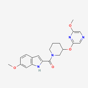 molecular formula C20H22N4O4 B2913021 (6-methoxy-1H-indol-2-yl)(3-((6-methoxypyrazin-2-yl)oxy)piperidin-1-yl)methanone CAS No. 2034581-18-3