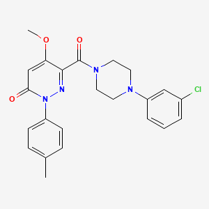 molecular formula C23H23ClN4O3 B2913028 6-(4-(3-氯苯基)哌嗪-1-羰基)-5-甲氧基-2-(对甲苯基)嘧啶-3(2H)-酮 CAS No. 941879-49-8