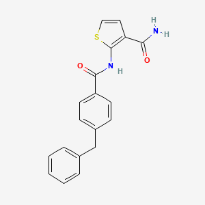 molecular formula C19H16N2O2S B2913031 2-(4-苄基苯甲酰胺)噻吩-3-甲酰胺 CAS No. 920434-56-6