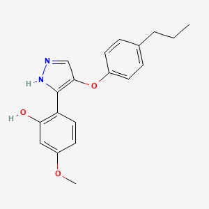 molecular formula C19H20N2O3 B2913041 5-methoxy-2-[4-(4-propylphenoxy)-1H-pyrazol-3-yl]phenol CAS No. 394228-57-0