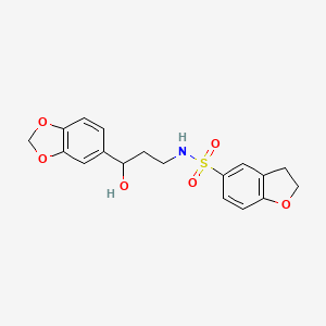 molecular formula C18H19NO6S B2913043 N-(3-(benzo[d][1,3]dioxol-5-yl)-3-hydroxypropyl)-2,3-dihydrobenzofuran-5-sulfonamide CAS No. 1448072-27-2