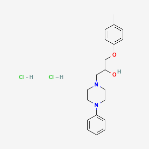 molecular formula C20H28Cl2N2O2 B2913044 1-(4-苯基哌嗪-1-基)-3-(对甲苯氧基)丙烷-2-醇二盐酸盐 CAS No. 1217022-89-3