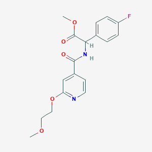 molecular formula C18H19FN2O5 B2913053 2-(4-氟苯基)-2-(2-(2-甲氧基乙氧基)异烟酰胺基)乙酸甲酯 CAS No. 2034201-03-9