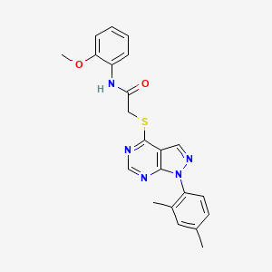 molecular formula C22H21N5O2S B2913061 2-[1-(2,4-二甲基苯基)吡唑并[3,4-d]嘧啶-4-基]硫代基-N-(2-甲氧基苯基)乙酰胺 CAS No. 893926-20-0