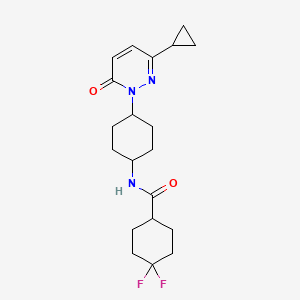 molecular formula C20H27F2N3O2 B2913072 N-[4-(3-Cyclopropyl-6-oxopyridazin-1-yl)cyclohexyl]-4,4-difluorocyclohexane-1-carboxamide CAS No. 2380009-10-7