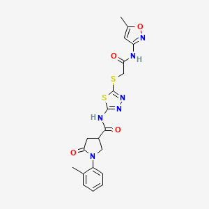 B2913077 N-(5-((2-((5-methylisoxazol-3-yl)amino)-2-oxoethyl)thio)-1,3,4-thiadiazol-2-yl)-5-oxo-1-(o-tolyl)pyrrolidine-3-carboxamide CAS No. 872594-91-7