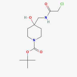 molecular formula C13H23ClN2O4 B2913078 ClCC(=O)NCC1(CCN(CC1)C(=O)OC(C)(C)C)O CAS No. 1823270-21-8