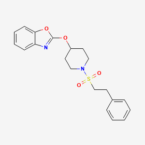 molecular formula C20H22N2O4S B2913084 2-((1-(苯乙基磺酰基)哌啶-4-基)氧基)苯并[d]恶唑 CAS No. 2034485-32-8