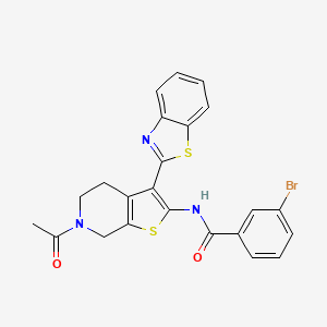 molecular formula C23H18BrN3O2S2 B2913085 N-[6-乙酰基-3-(1,3-苯并噻唑-2-基)-5,7-二氢-4H-噻吩并[2,3-c]吡啶-2-基]-3-溴苯甲酰胺 CAS No. 864859-39-2