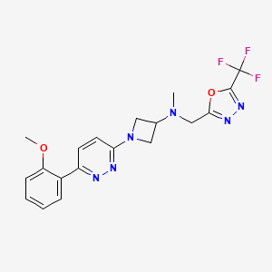 molecular formula C19H19F3N6O2 B2913090 1-[6-(2-methoxyphenyl)pyridazin-3-yl]-N-methyl-N-{[5-(trifluoromethyl)-1,3,4-oxadiazol-2-yl]methyl}azetidin-3-amine CAS No. 2380190-22-5