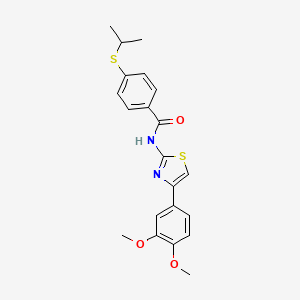 molecular formula C21H22N2O3S2 B2913094 N-(4-(3,4-二甲氧基苯基)噻唑-2-基)-4-(异丙硫基)苯甲酰胺 CAS No. 919839-79-5