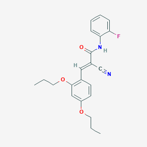 (E)-2-cyano-3-(2,4-dipropoxyphenyl)-N-(2-fluorophenyl)prop-2-enamide